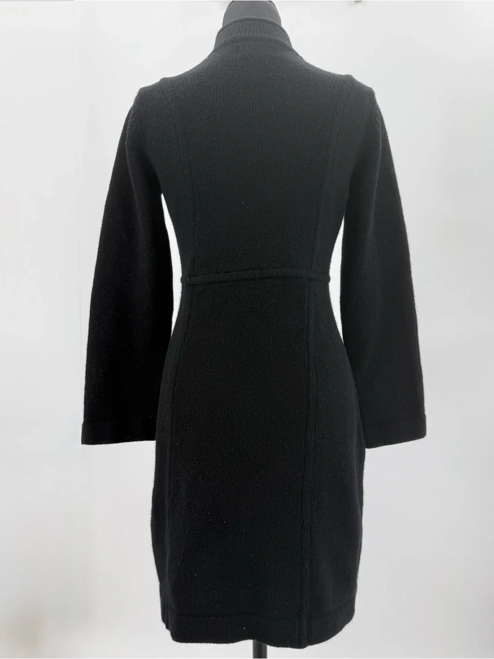 Kenar 100% Lambswool Black Sweater Coat S Rosette Buttons